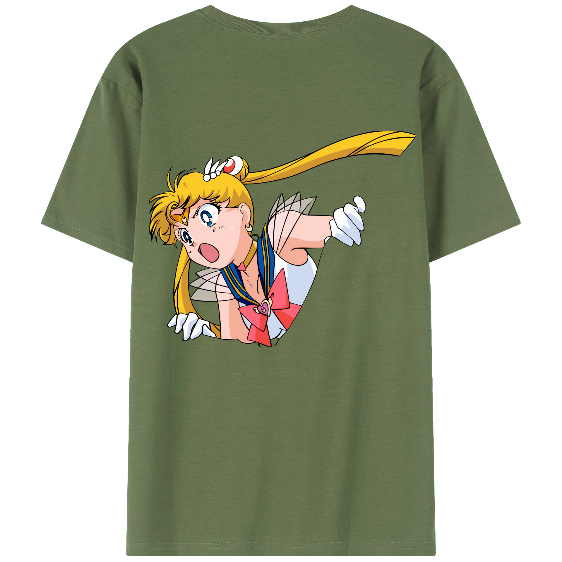 （画像用） 美少女戦士セーラームーン 月野 うさぎ つきの うさぎ Sailor Moon Tsukino Usagi 綿100％ メンズ半袖Tシャツ（バックプリント） 通気性